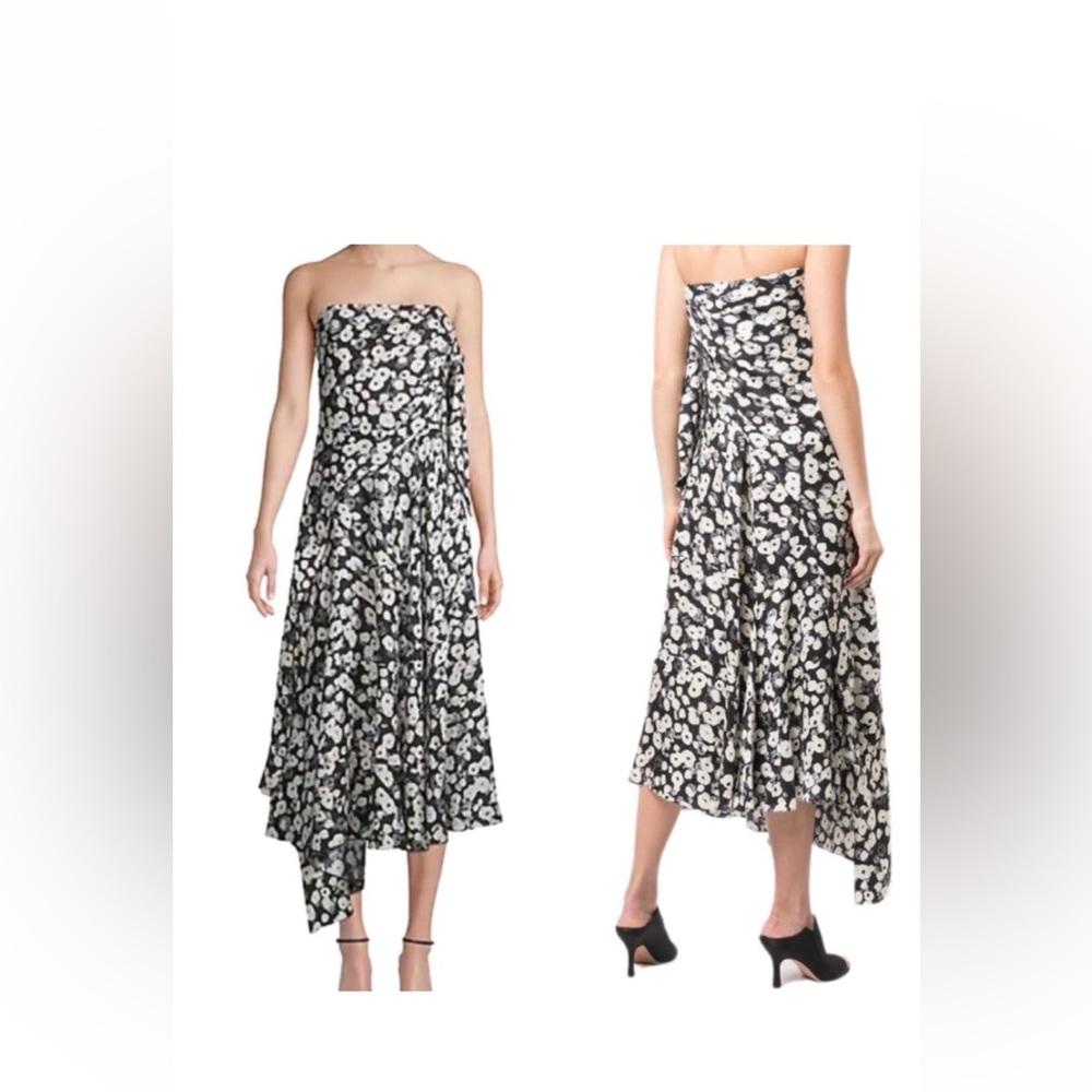 Derek lam strapless floral silk dress